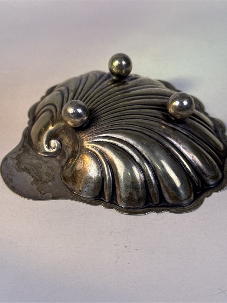 Shell Shaped Silver Plated Footed Trinket Candy Dish.