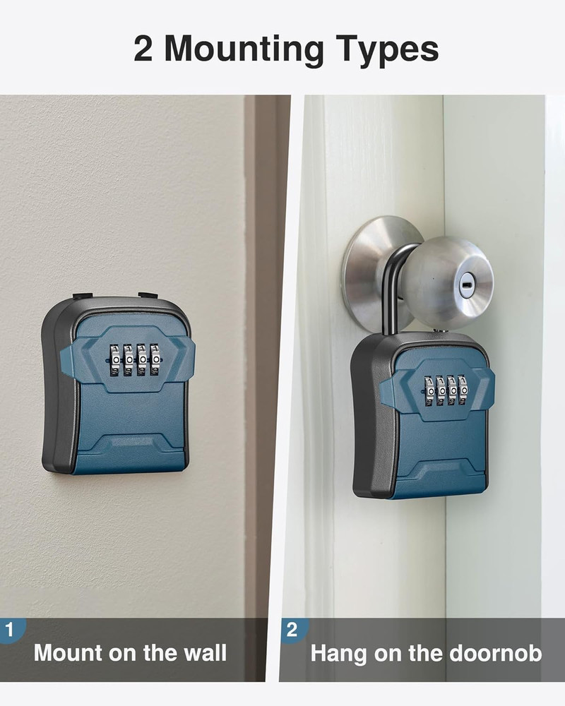 Lock Box, Key Lock Box Wall Mount & Portable Combination Lockbox with Resettable