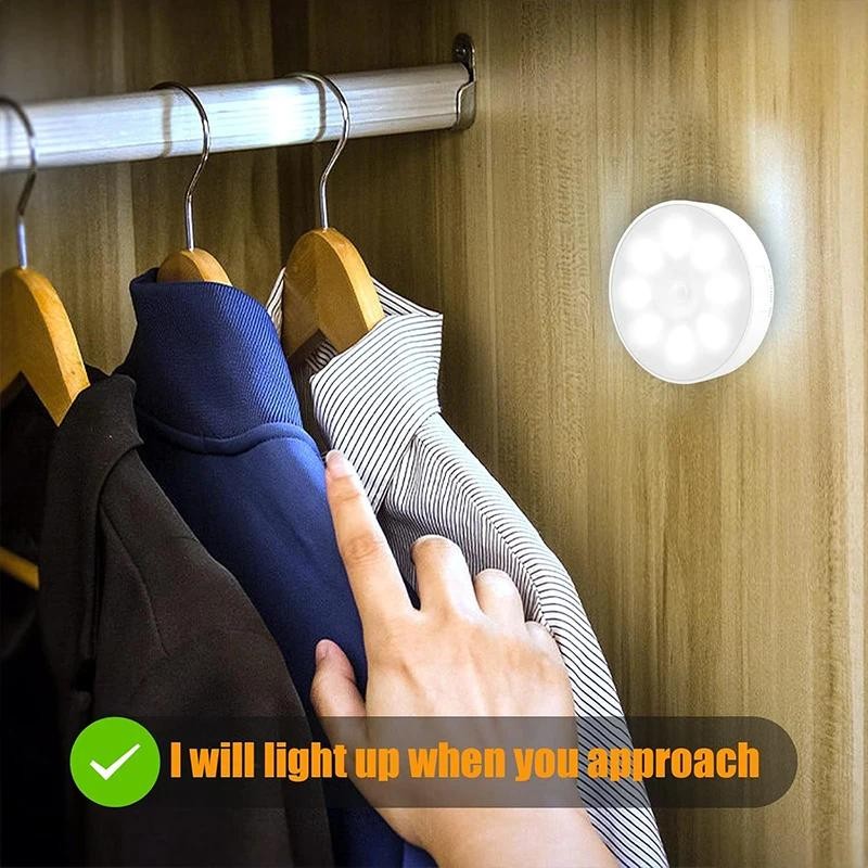 Motion Sensor LED Night Light USB Rechargeable3color Wireless Closet Lamp2-6pack