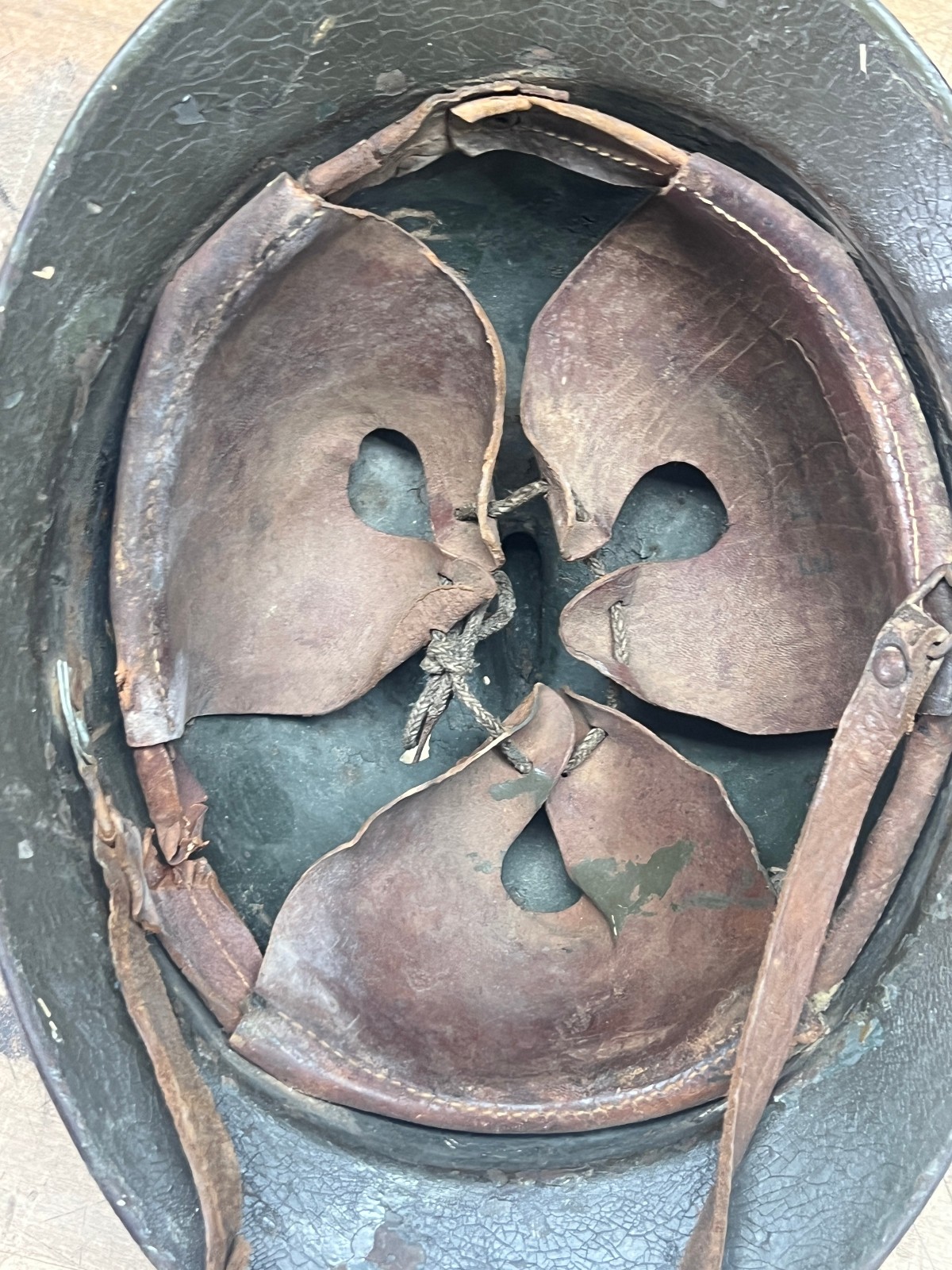 Original WWI French Adrian Helmet Adrian M1916 Italian chin strap