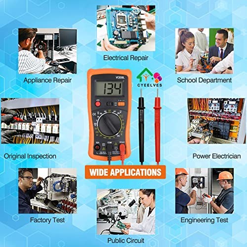 Digital Multimeter, Multimeter with AC DC Voltmeter & Ohm Volt Amp Orange