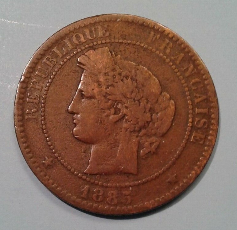France 10 Centimes coin 1885