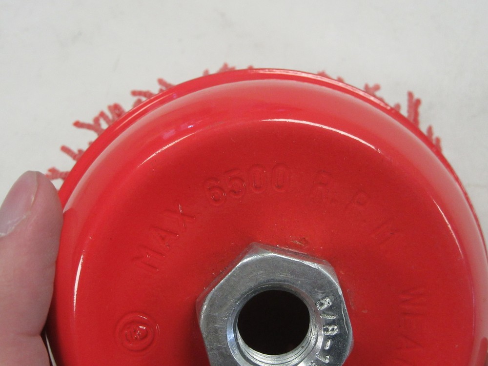 ABRASIVE 4" BRISTLE CUP BRUSH 5/8-11 ANGLE GRINDER RED