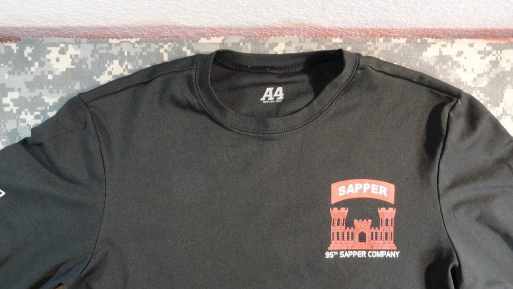 DISCONTINUED 95TH SAPPER COMPANY WOLFPACK BLACK ENGINEERS UNIT SHIRT MEDIUM