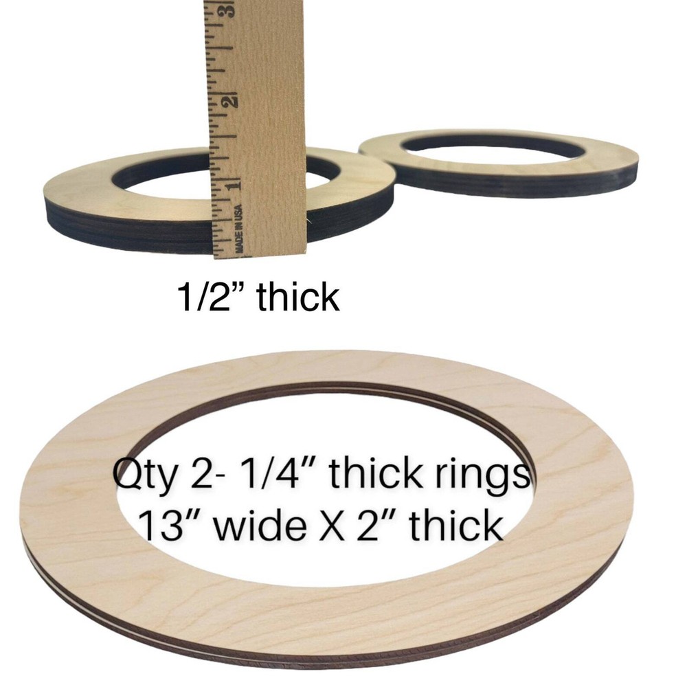 QTY 1- Various Rings Sizes 1/4" Thick, Wood Ring Shape, Circle Frame, Circle