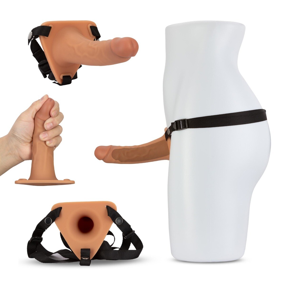 6.5" Silicone Male Hollow Strap on Dildo Penis Extension Extender for Men