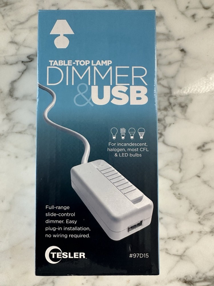 Tesler Table-Top Lamp Dimmer & USB, model #97D15. New In Box