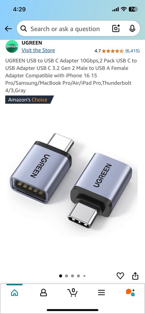 3x Micro SD Card and USB C to USB A Holder