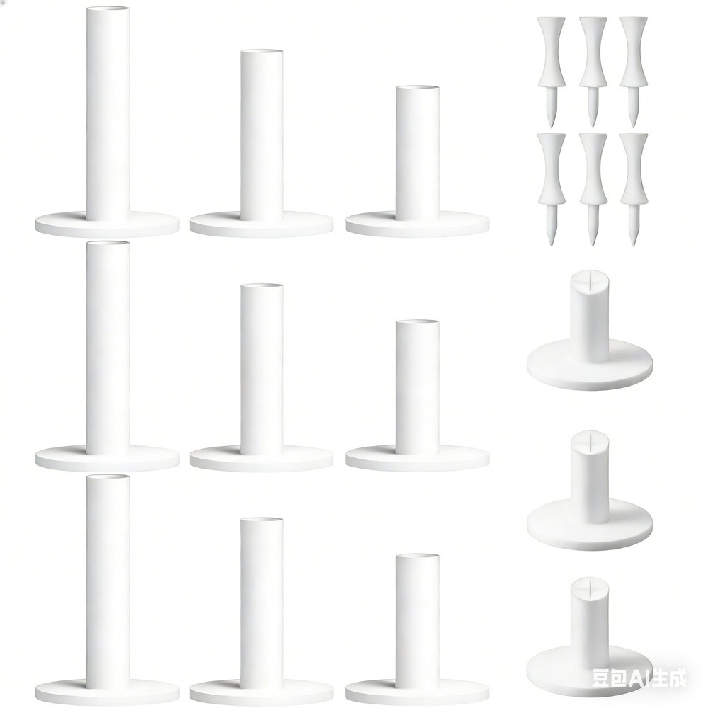 12 Pack Golf Rubber Tees with 6 Plastic Tees for Driving Range