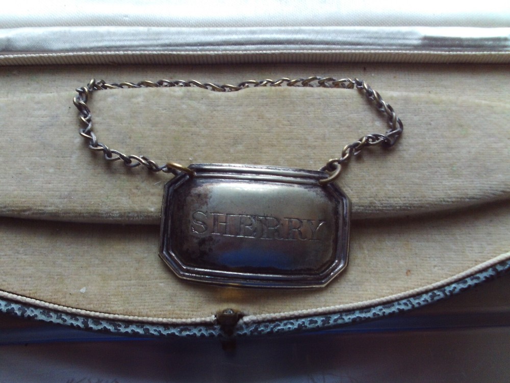 Vintage Silver Plated Sherry Decanter Label 2"