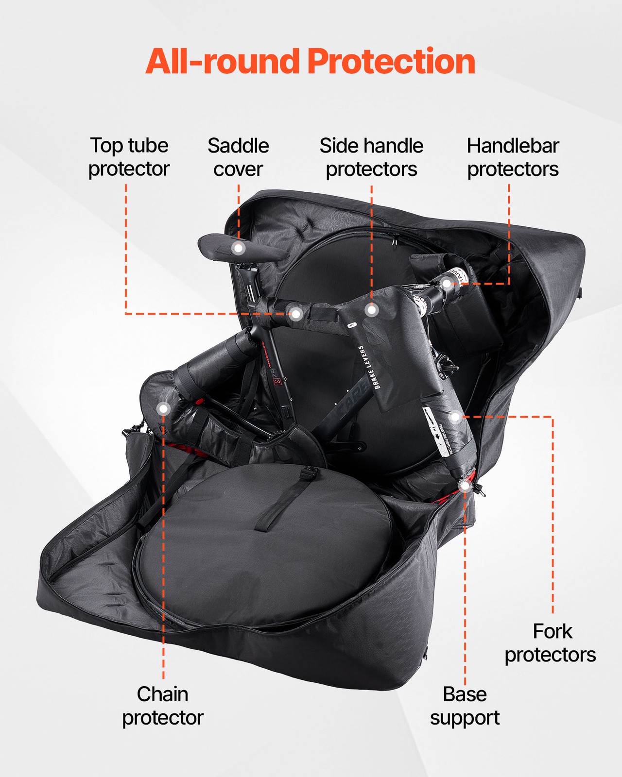 VEVOR Bike Travel Bag Wheelbase 37-42 in 600D Bicycle Storage Carry Bag