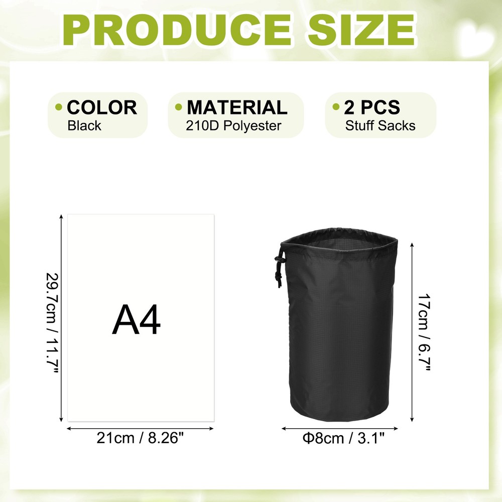 Drawstring Bag, Storage Bags, 3x7" & 2Pcs & Black