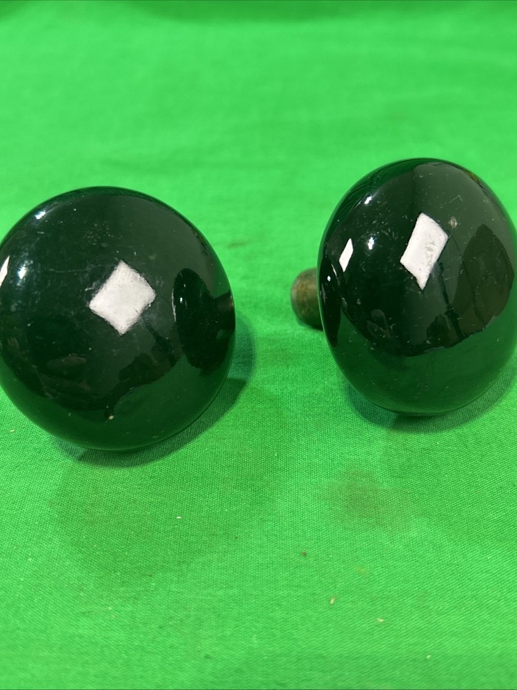 2 Antique Porcelain Door Knob Handle Jet Black 2 Knobs