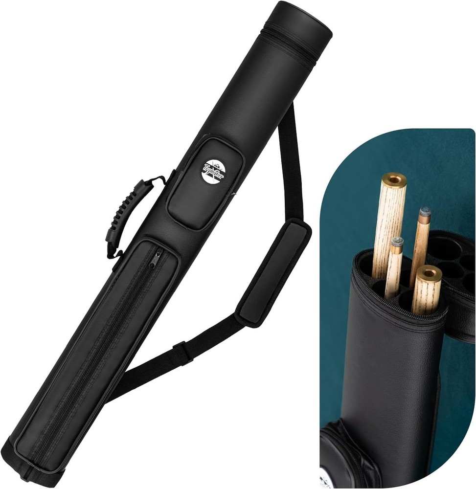 Lightweight 2x2 Pool Stick Case - Classic Black Design, Ultimate Protection