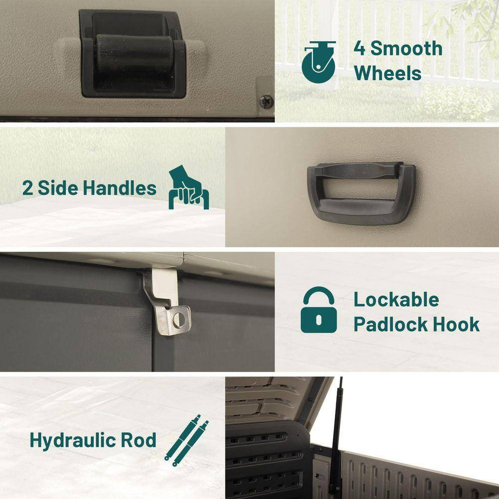 200 Gal. Plastic Outdoor Storage Deck Box, Lockable Large Patio Storage Bin for