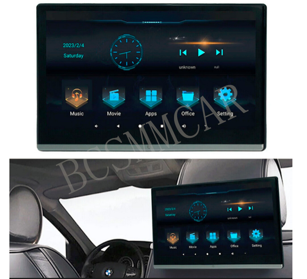 2x Car Headrest Monitor Rear Seat Entertainment TV Video Player IPS Touch Screen