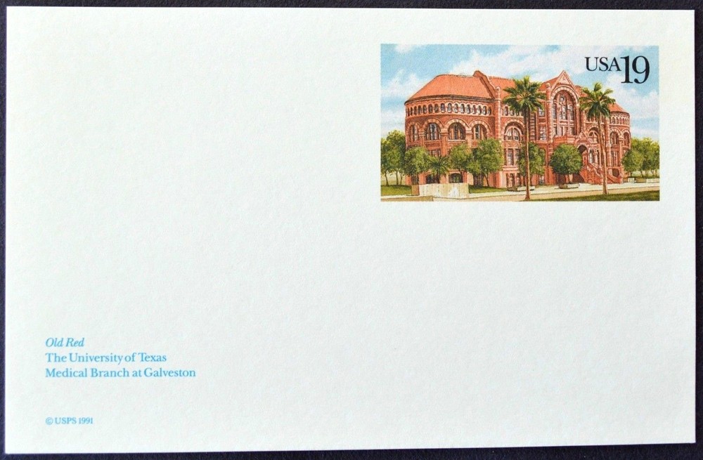1991 US Sc #UX155 postal card, 19 cent, mint, sharp corners, excellent condition