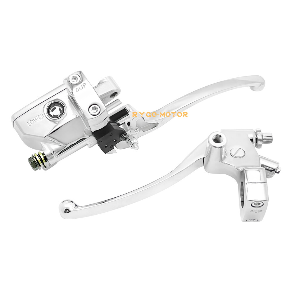 1" Motorcycle Handlebar Hydraulic Brake Master Cylinder & Clutch Lever Chrome