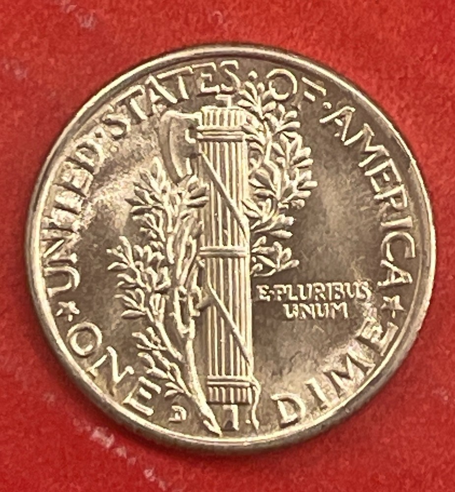 1943 D Mercury Silver Dime, Gem Uncirculated, FSB.
