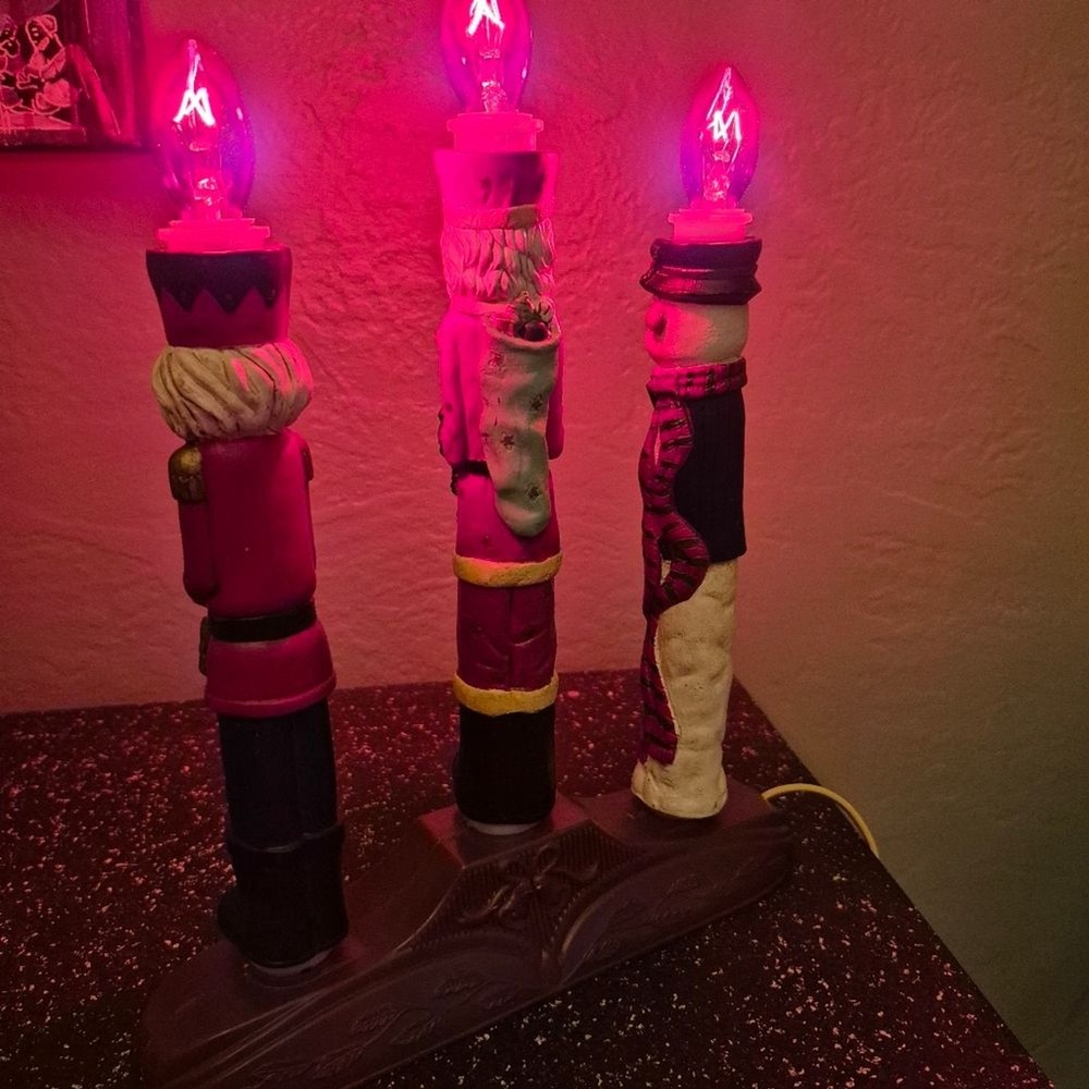 Vintage Nutcracker and Snowman Candlestick Christmas Light