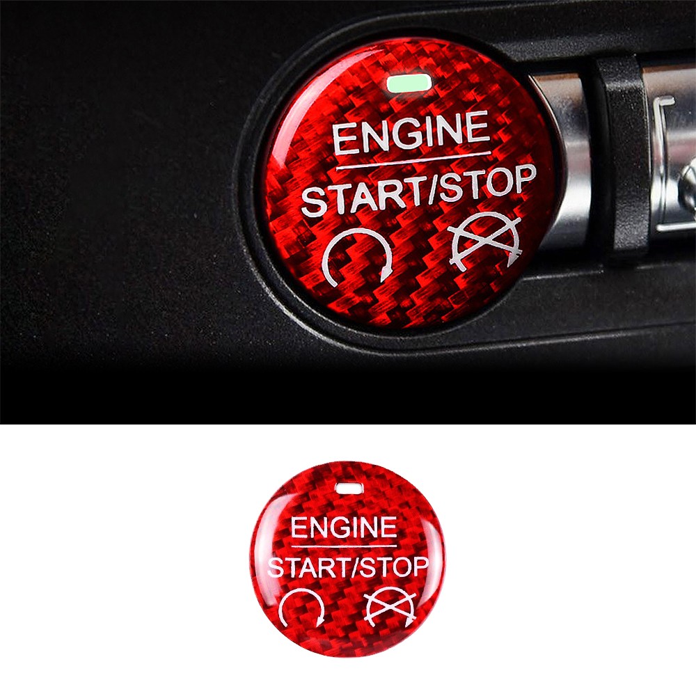 Carbon Fiber Engine Start Stop Button Switch Cover Trim For Ford Mustang 2015+🚘