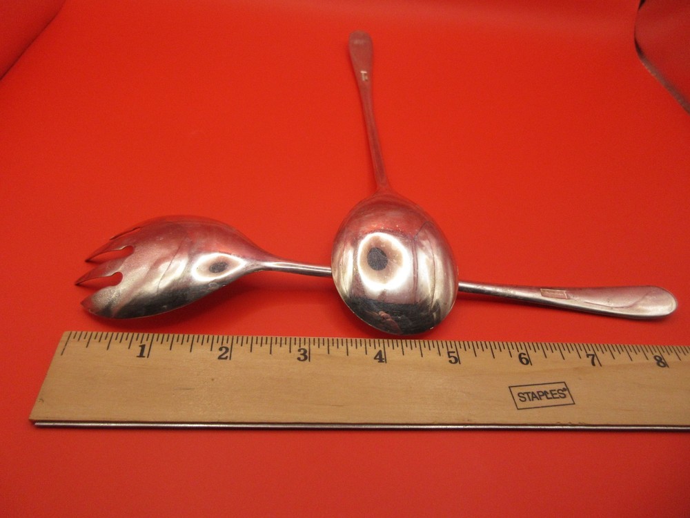 9" Vtg Flatware Silverplate Set Serving Spoon & Fork Classic Made in Italy