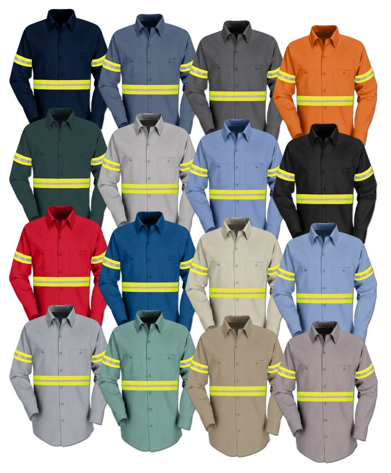 Red Kap Hi Vis Reflective Work Towing Uniform Shirt LS