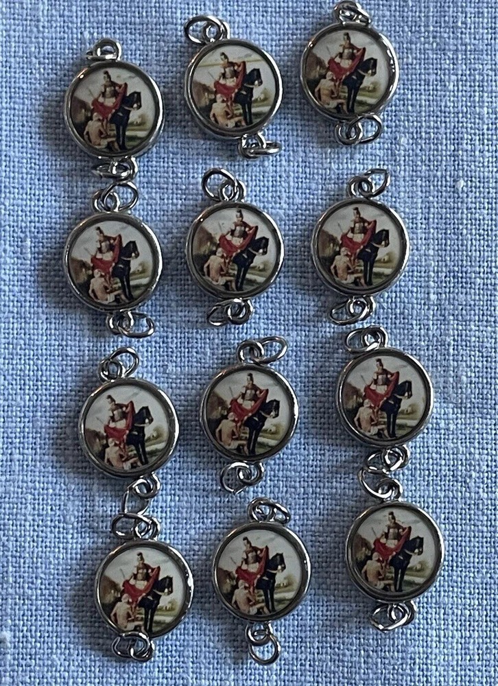 St Martin De Tours Rosary Beads Links Connectors Silver Tone