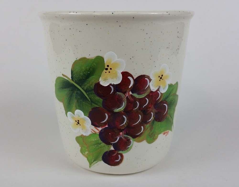 hand painted wine glasses ceramic ice bucket grapes