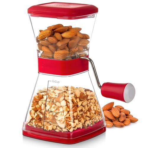 PrepWorks Nut Chopper – Manual Handheld Nut Grinder for Chopping Nuts, Red