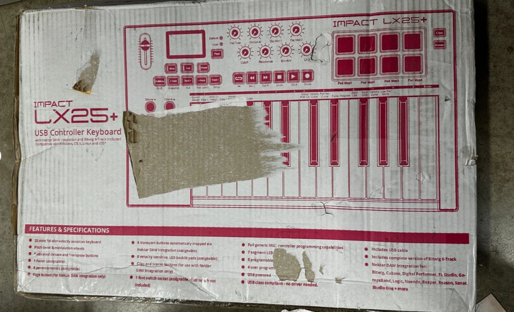 Nektar Impact LX25+ Programmable 25-Key USB MIDI Keyboard Controller Black