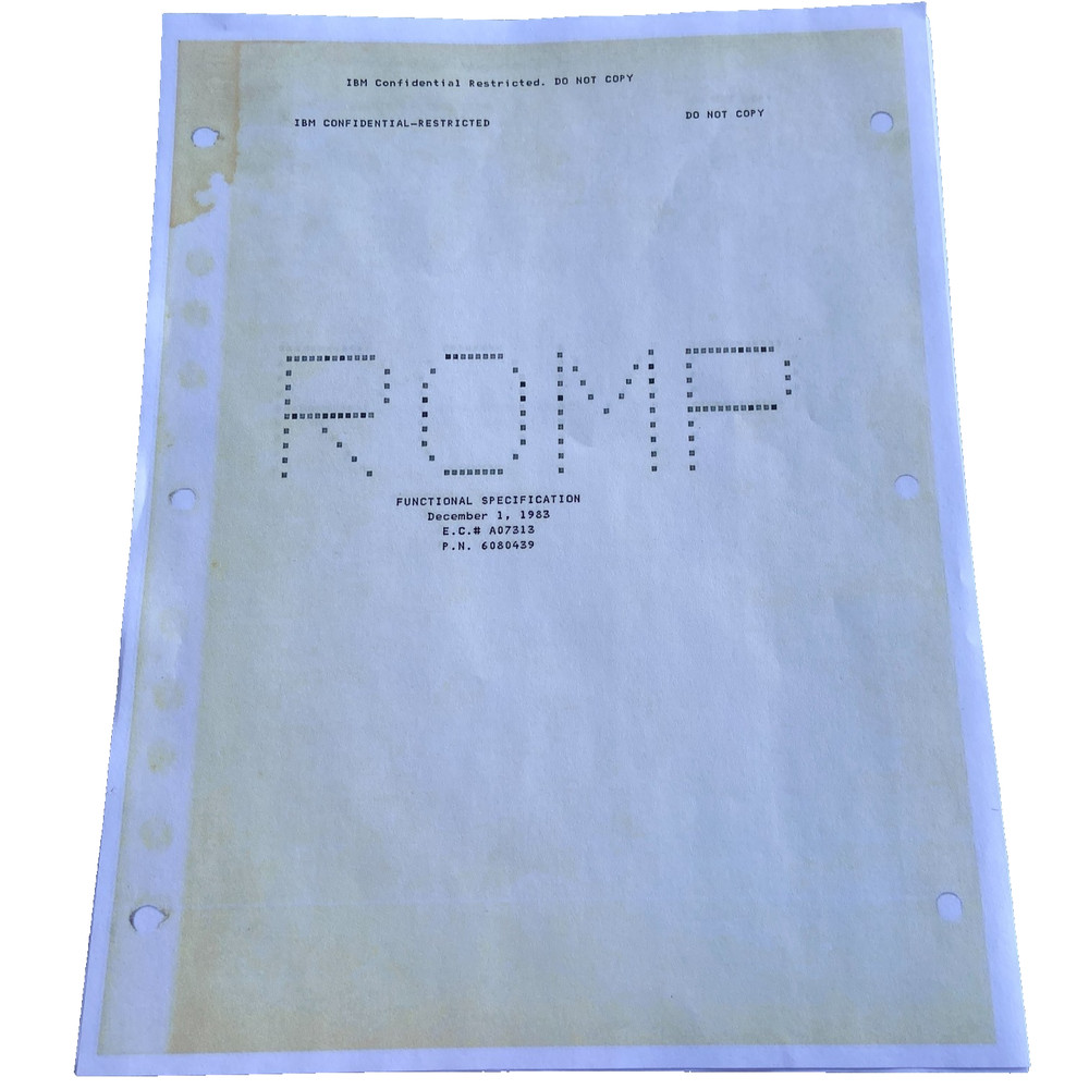 IBM ROMP Processor Copy Functional Specification 1983 Vintage Book Manual 32 Bit