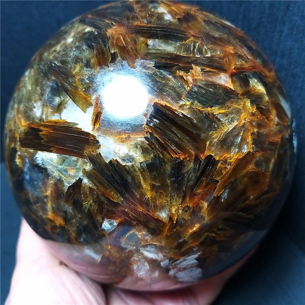 RARE 3200G Natural Brown Tourmaline Unicorn Gem Mica Symbiotic Stone Ball AC1013