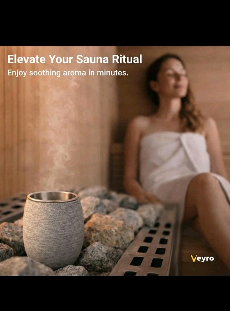 Veyro Sauna Diffuser – Natural Stone Aroma Cup for Essential Oils, Gray