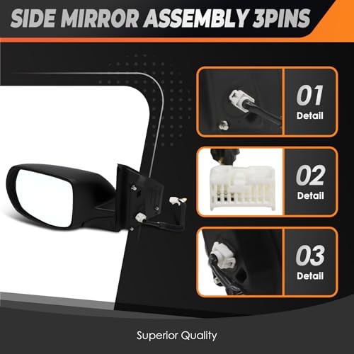 Side Power Mirror Assembly Compatible with CR-V 2012-2016 Manual Folding Left
