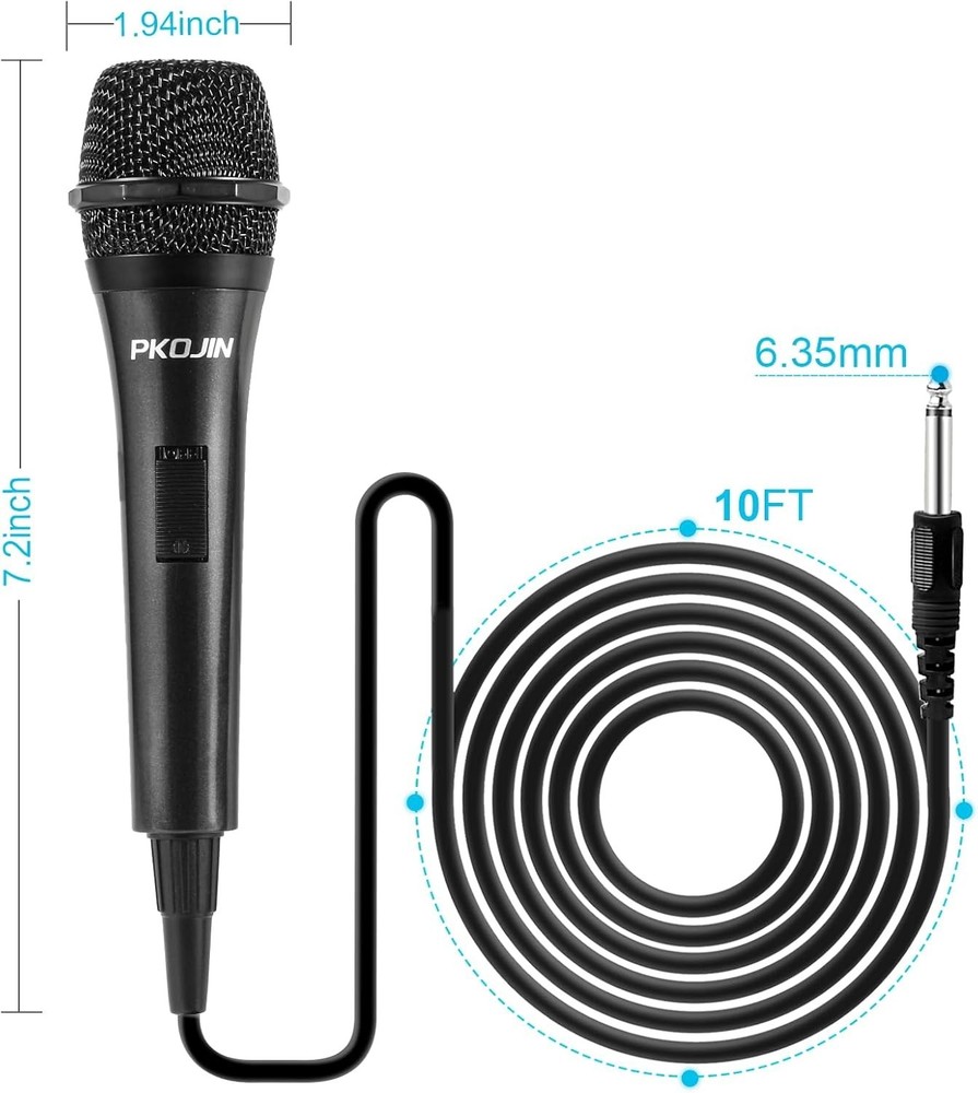 High-Quality Dynamic Microphone for Karaoke – 10 Ft Cable with ON/OFF Switch