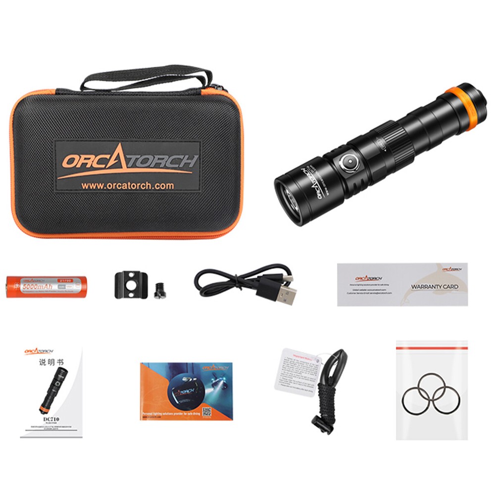 OcraTorch DC710 3000 Lumens USB Type C Dive Light