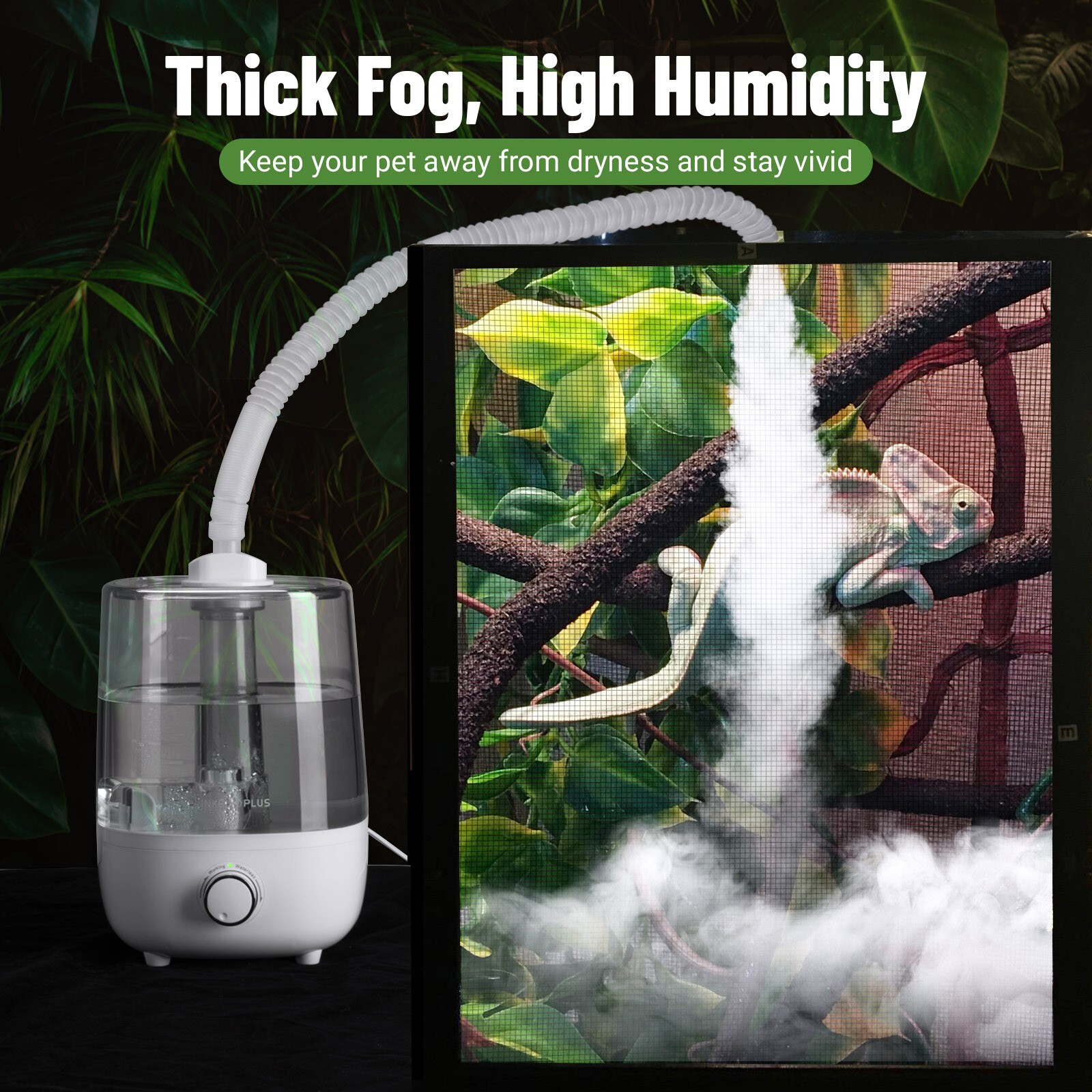 Reptile Humidifiers Fogger Mist 4L Large Tank Amphibians Terrarium Extended Hose