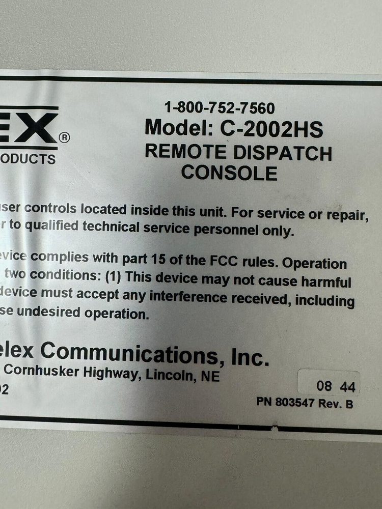 2 Pcs VEGA Telex C-2002HS Remote Dispatch Console No Power Supply and Handset