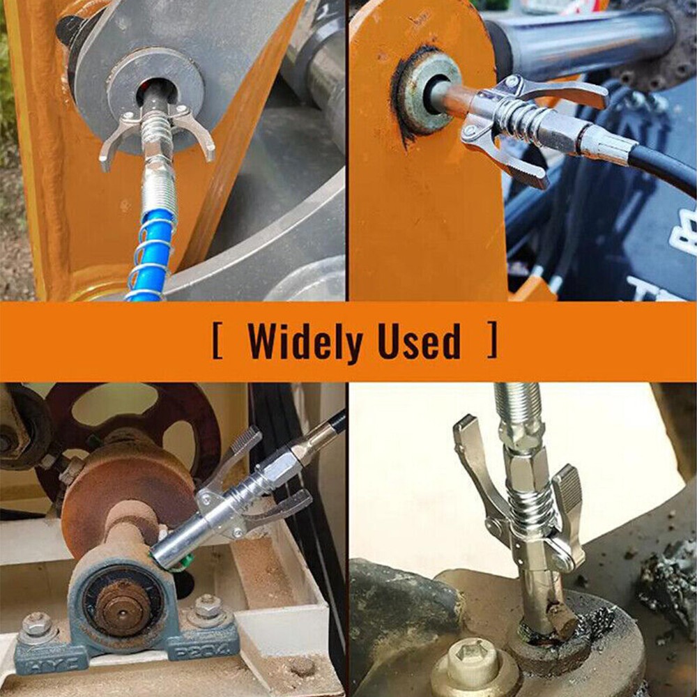 2 Pack Grease Gun Coupler Double Handle Quick Release Lock On Coupling with Hose