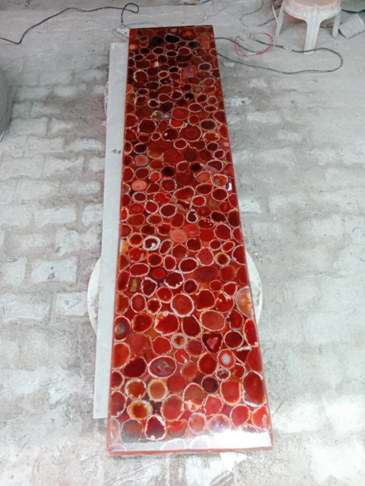 Agate Table Top / Red Coffee Table Top /Customized Table Top / Agate Sofa Table