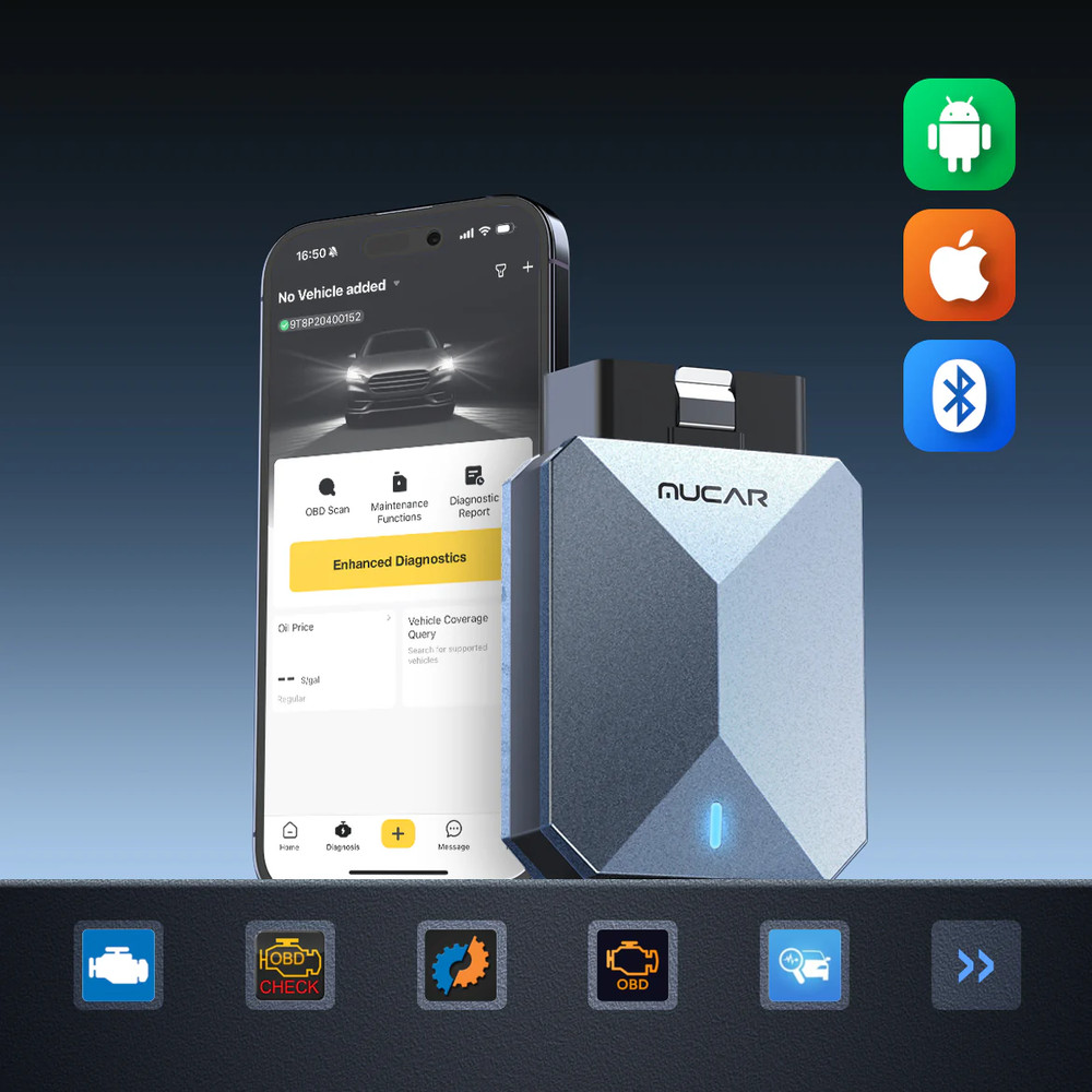 MUCAR BT200 Max Automotive OBD2 Code Reader Lifetime Free AI Diagnostic Scanner