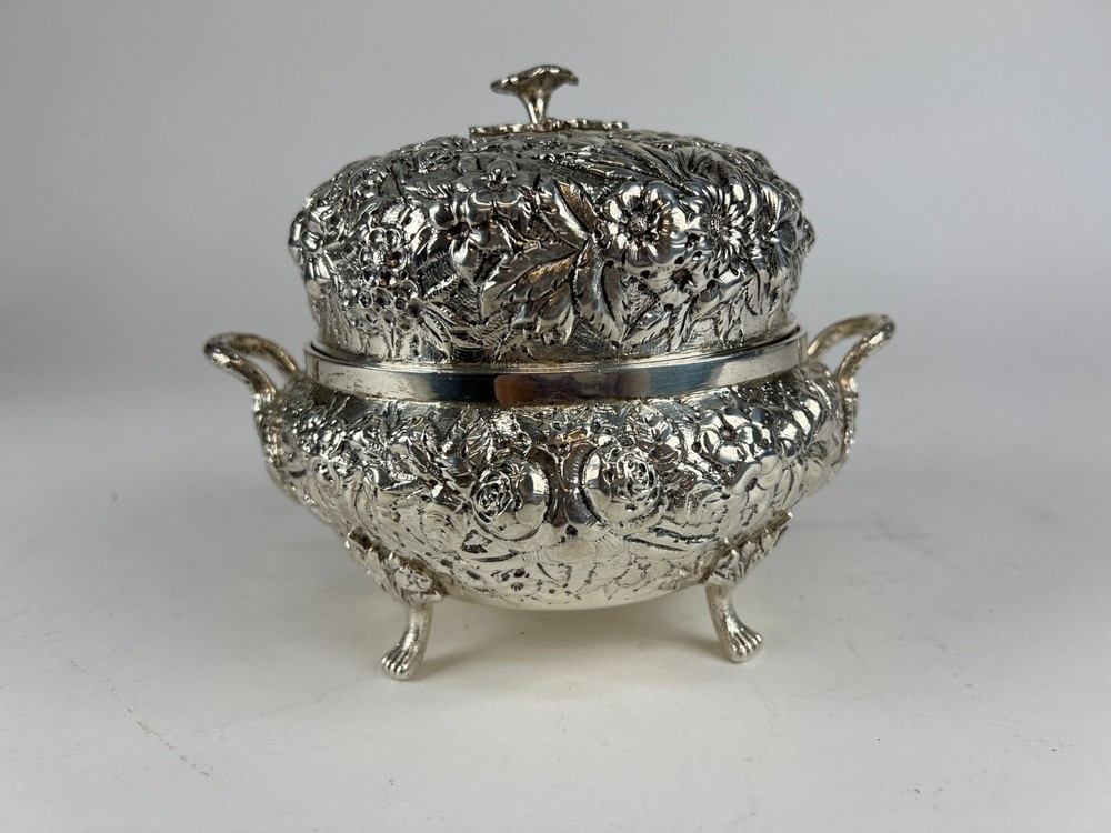 Vintage Sterling Silver A.E. Warner Covered Dish w/ Strainer - 6" - Monogram
