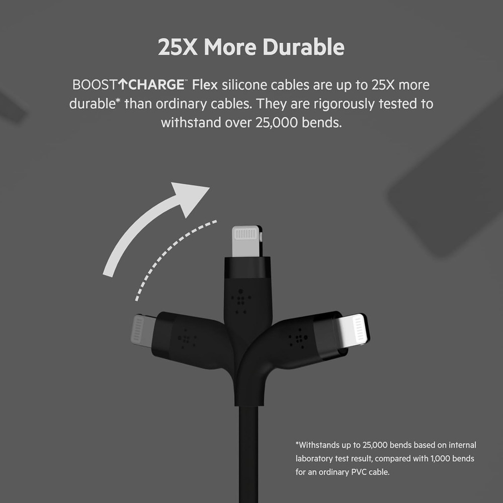 Belkin BoostCharge Flex USB Type A to Lightning Cable (3M) MFi Certified, 2-Pack