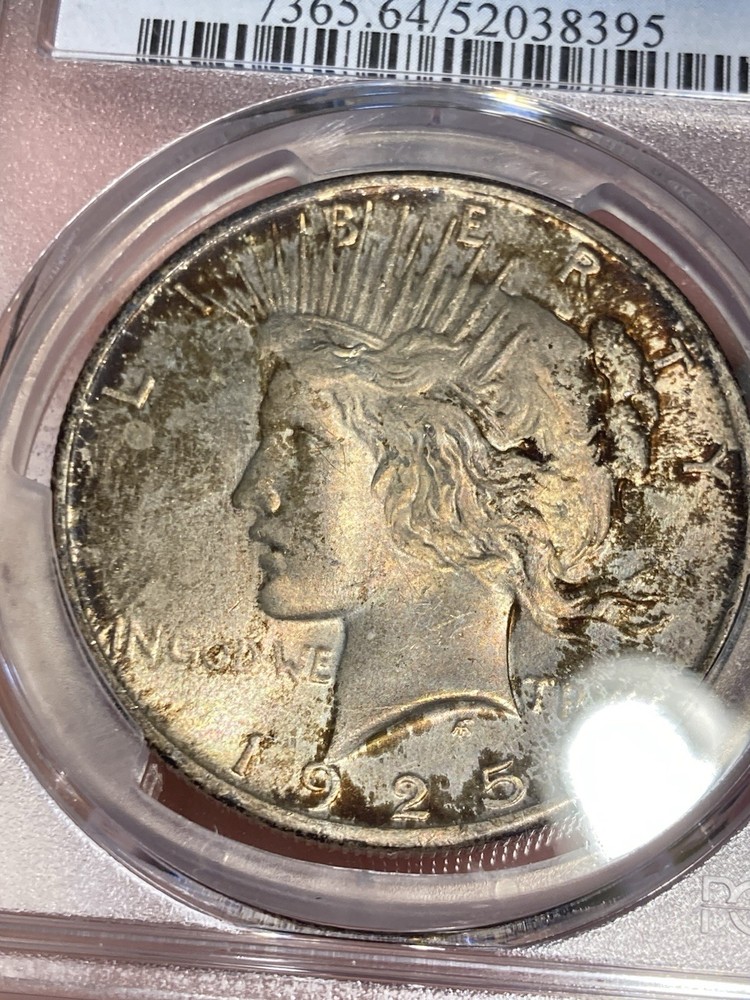 1925 PCGS MS64 Peace Silver Dollar - Toned - Crusty & Original!