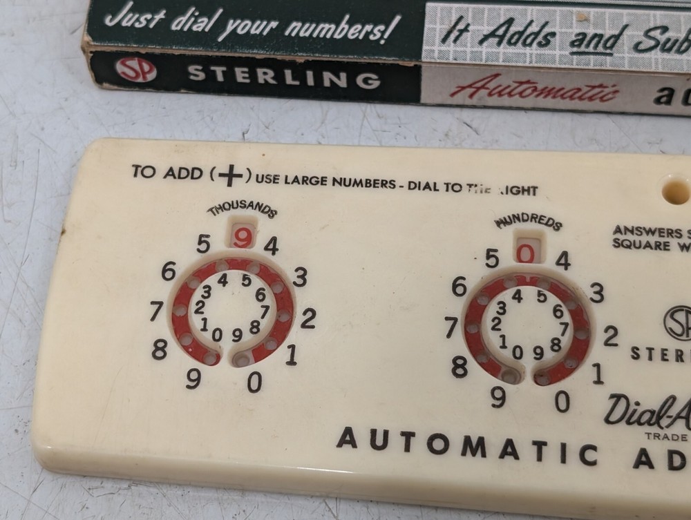Vintage STERLING Automatic Adding Machine Original Box Math Tool Add-it Car Gift