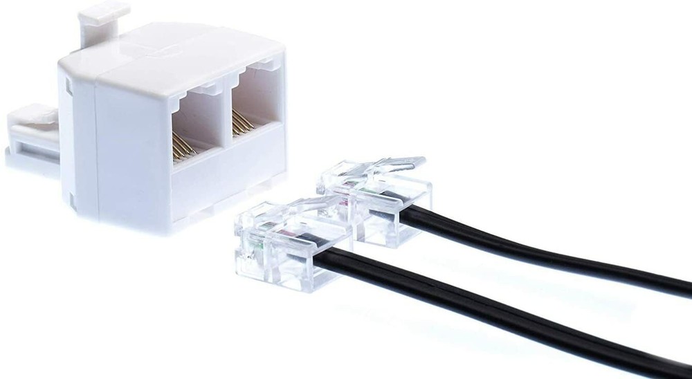 Duplex Modular Phone Wall Jack Adapter (WHITE) RJ11 - Splitter | Three Pack