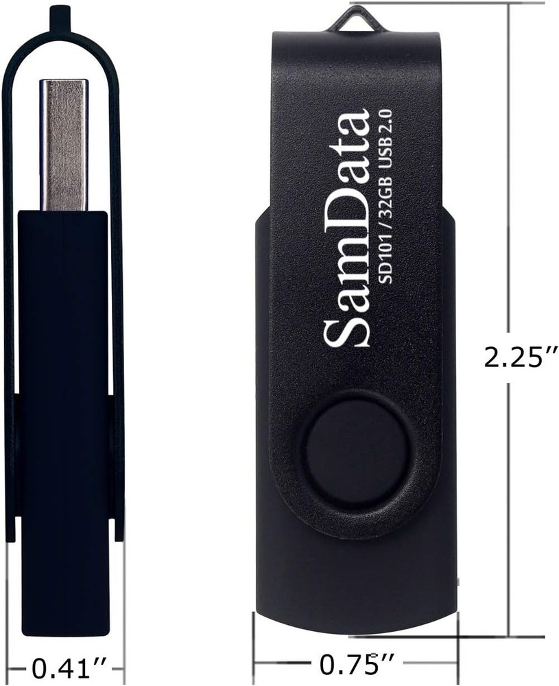 32GB USB Flash Drive 2 Pack with LED Light (Black)