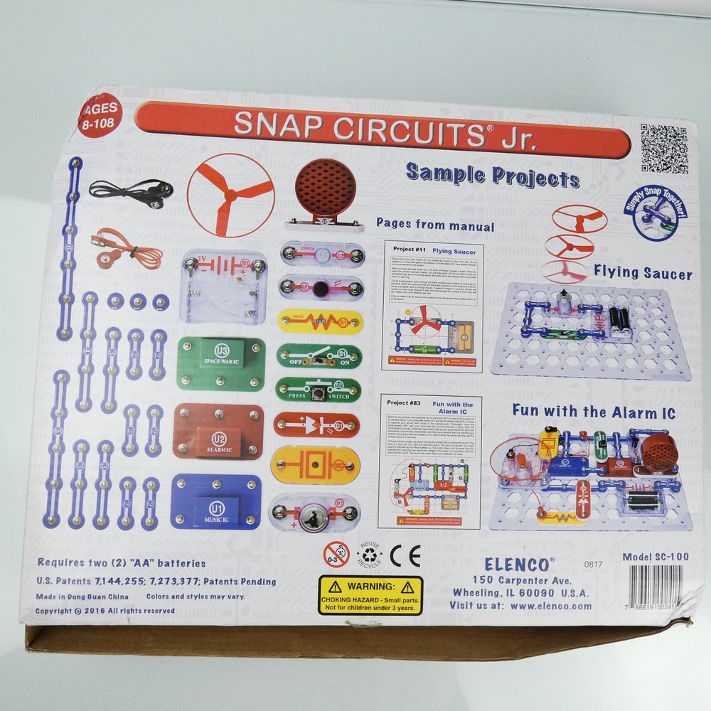 Snap Circuits Jr SC-100 100 Experiments Electronics Kit ELENCO *** Missing S1