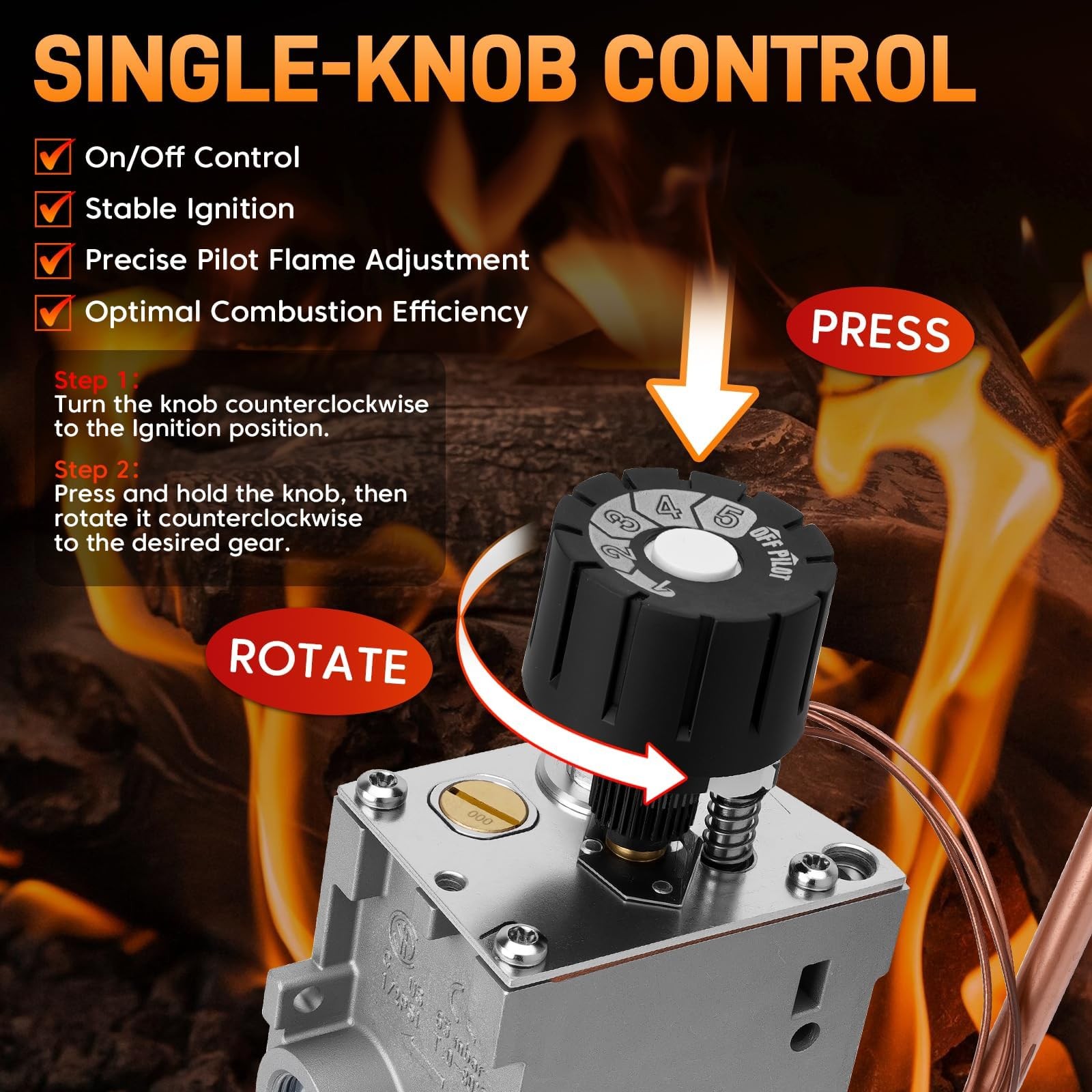 098237-08 SIT 630 Eurosit Gas Control Valve Kit for Desa Gas Log Fireplace